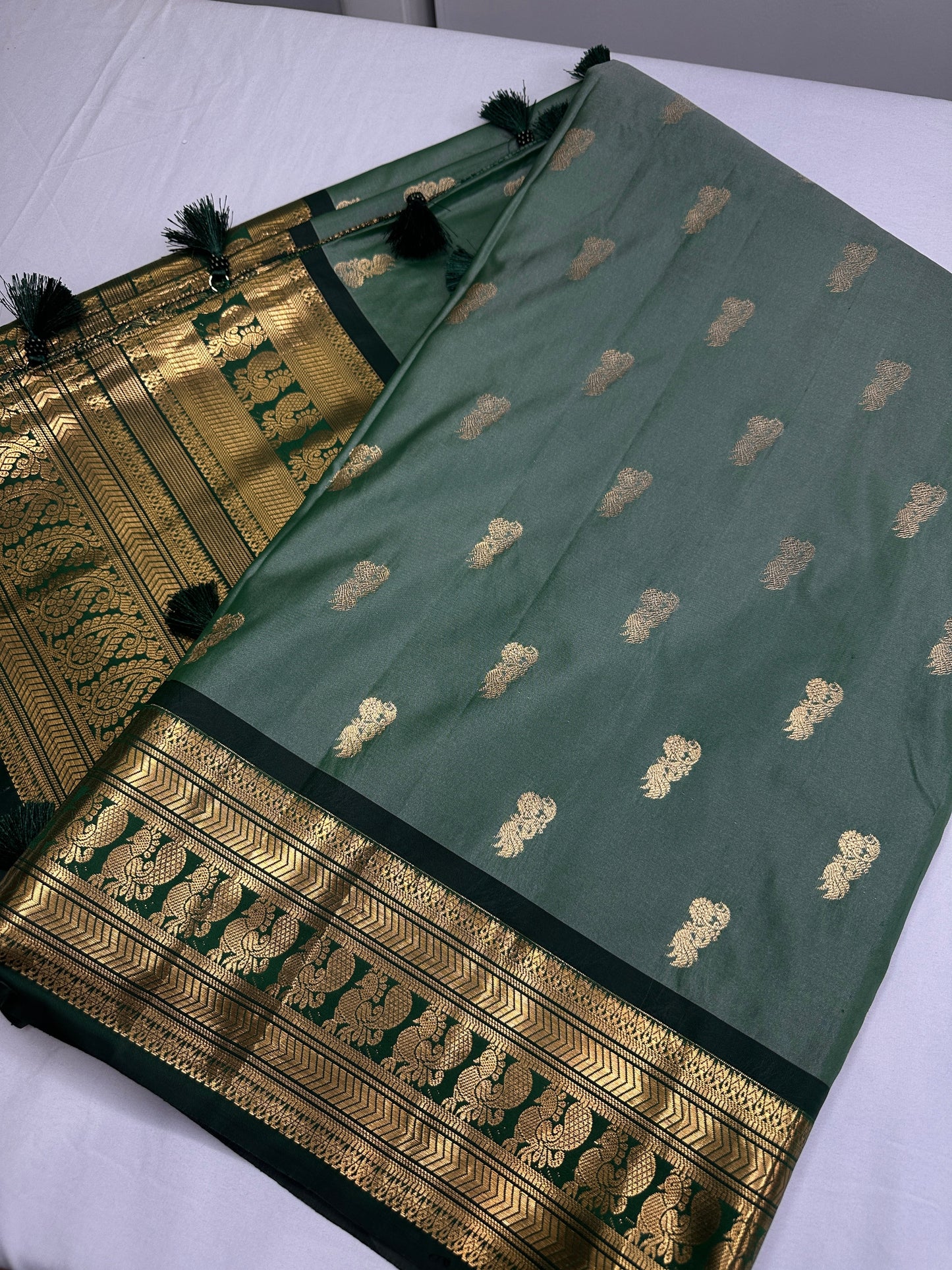 Mangalgiri Pattu Green Soft Silk Saree