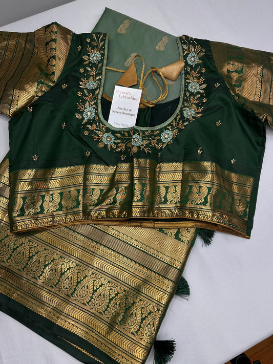 Mangalgiri Pattu Green Soft Silk Saree