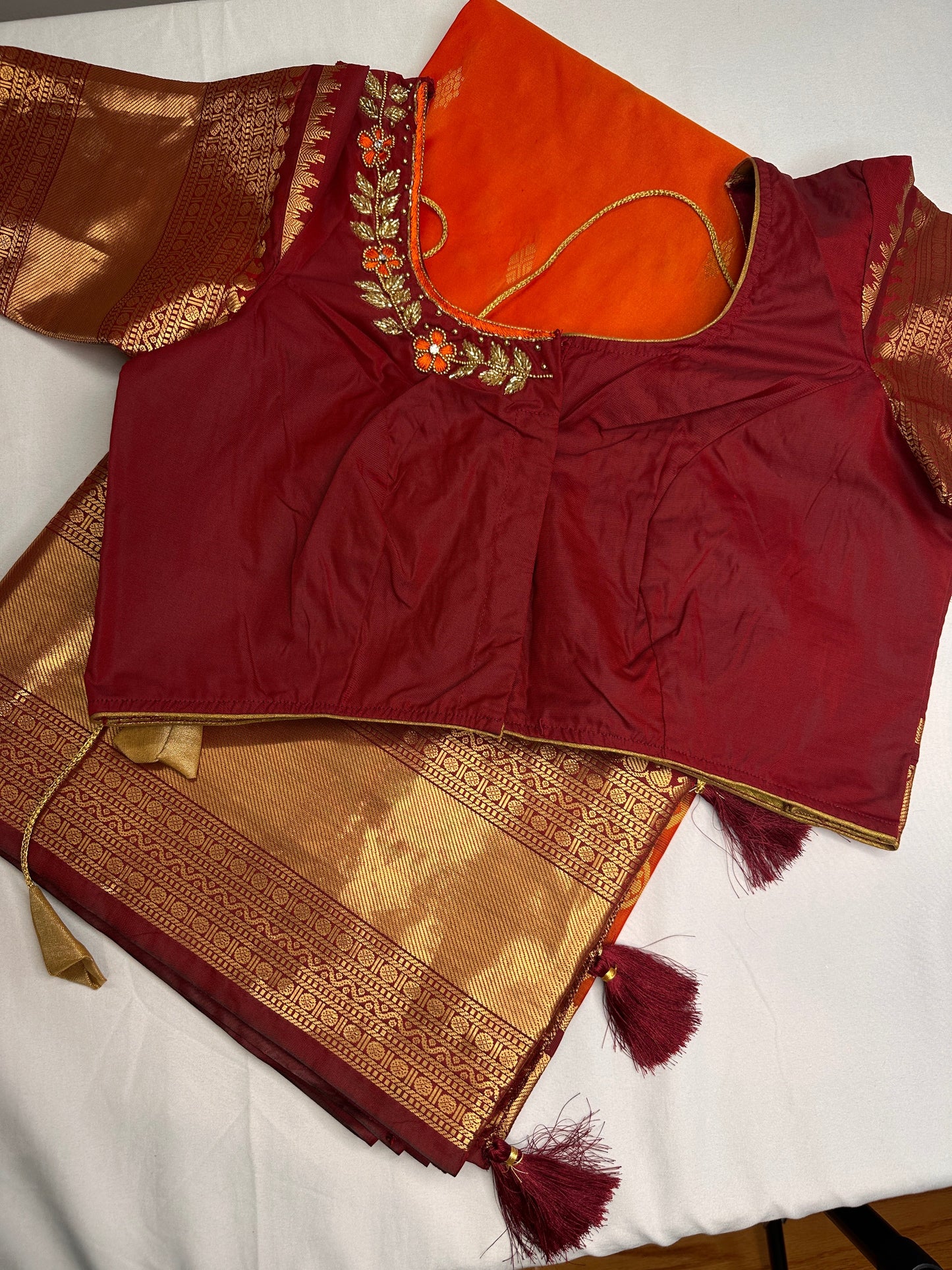 Mangalgiri Pattu Orange Red Soft Silk Saree