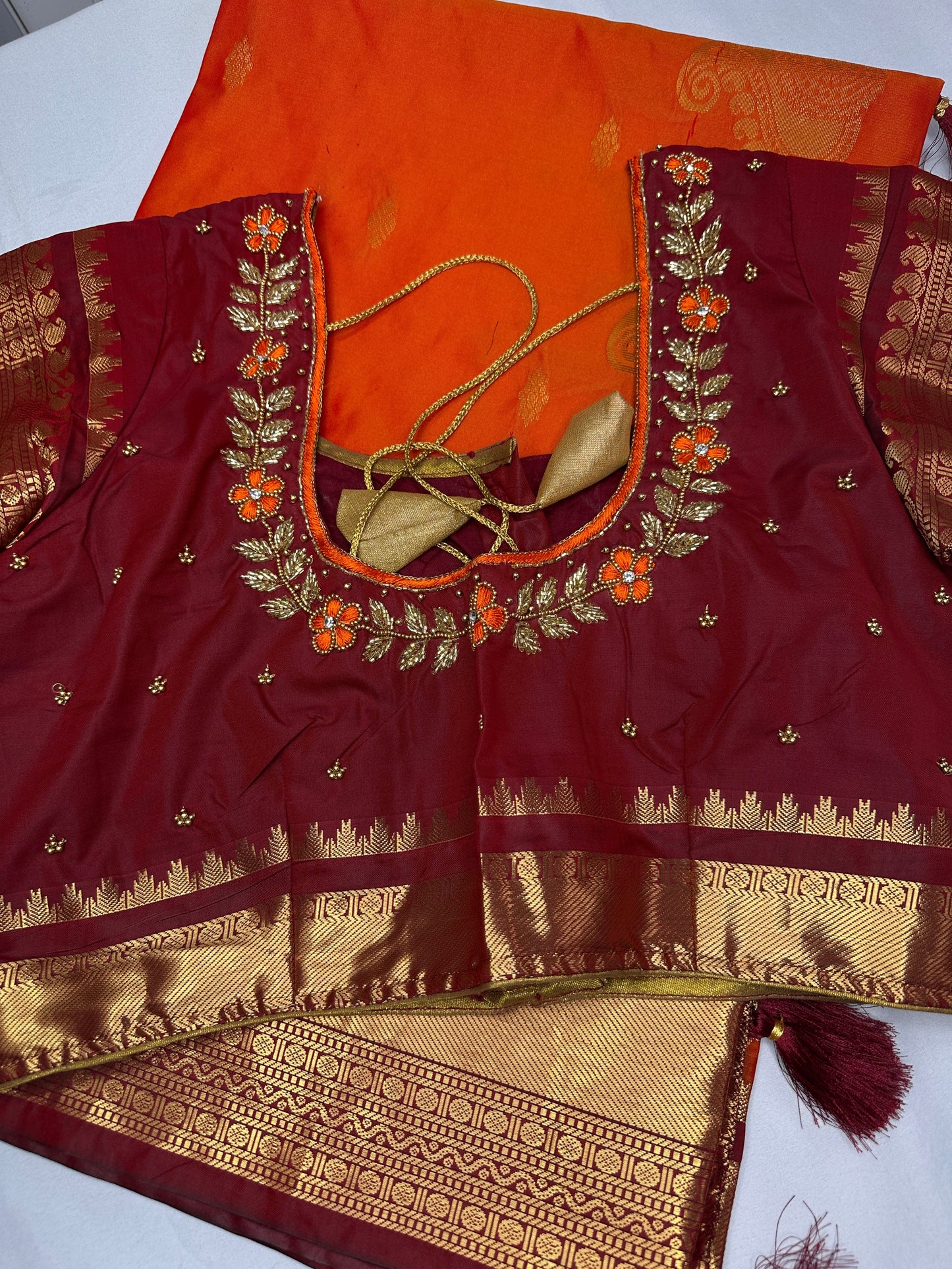 Mangalgiri Pattu Orange Red Soft Silk Saree