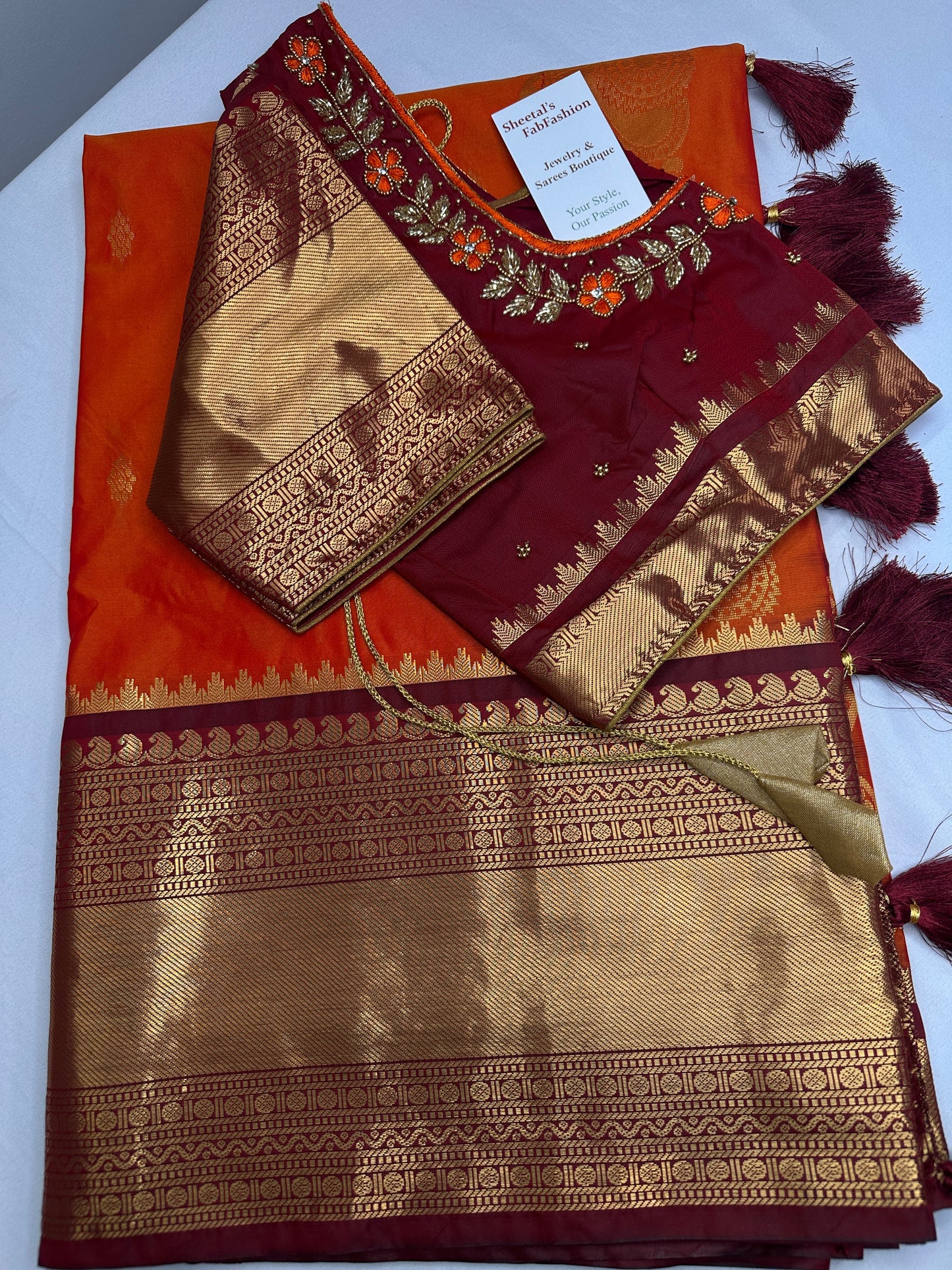 Mangalgiri Pattu Orange Red Soft Silk Saree