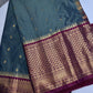 Gadwal Pattu Grey Magenta Soft Silk Saree