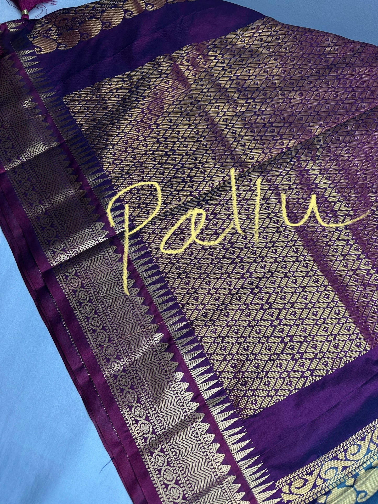 Gadwal Pattu Grey Magenta Soft Silk Saree