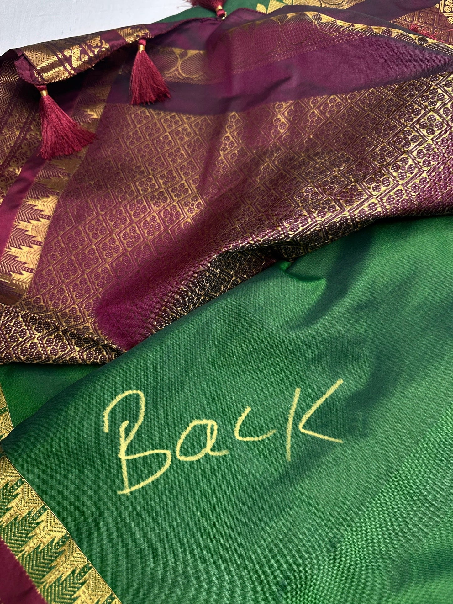 Gadwal Pattu Green Maroon Soft Silk Saree