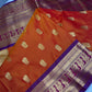 Mangalgiri Pattu Orange Purple Soft Silk Saree