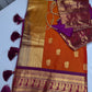 Mangalgiri Pattu Orange Purple Soft Silk Saree