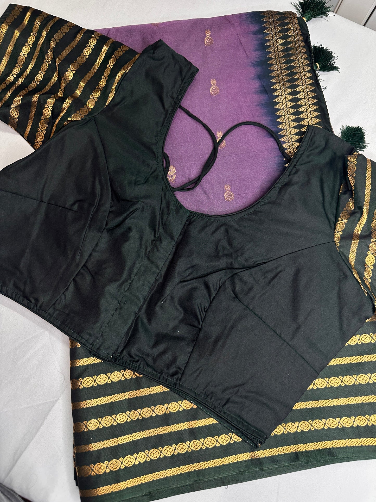 Mangalgiri Pattu Purple Green Soft Silk Saree