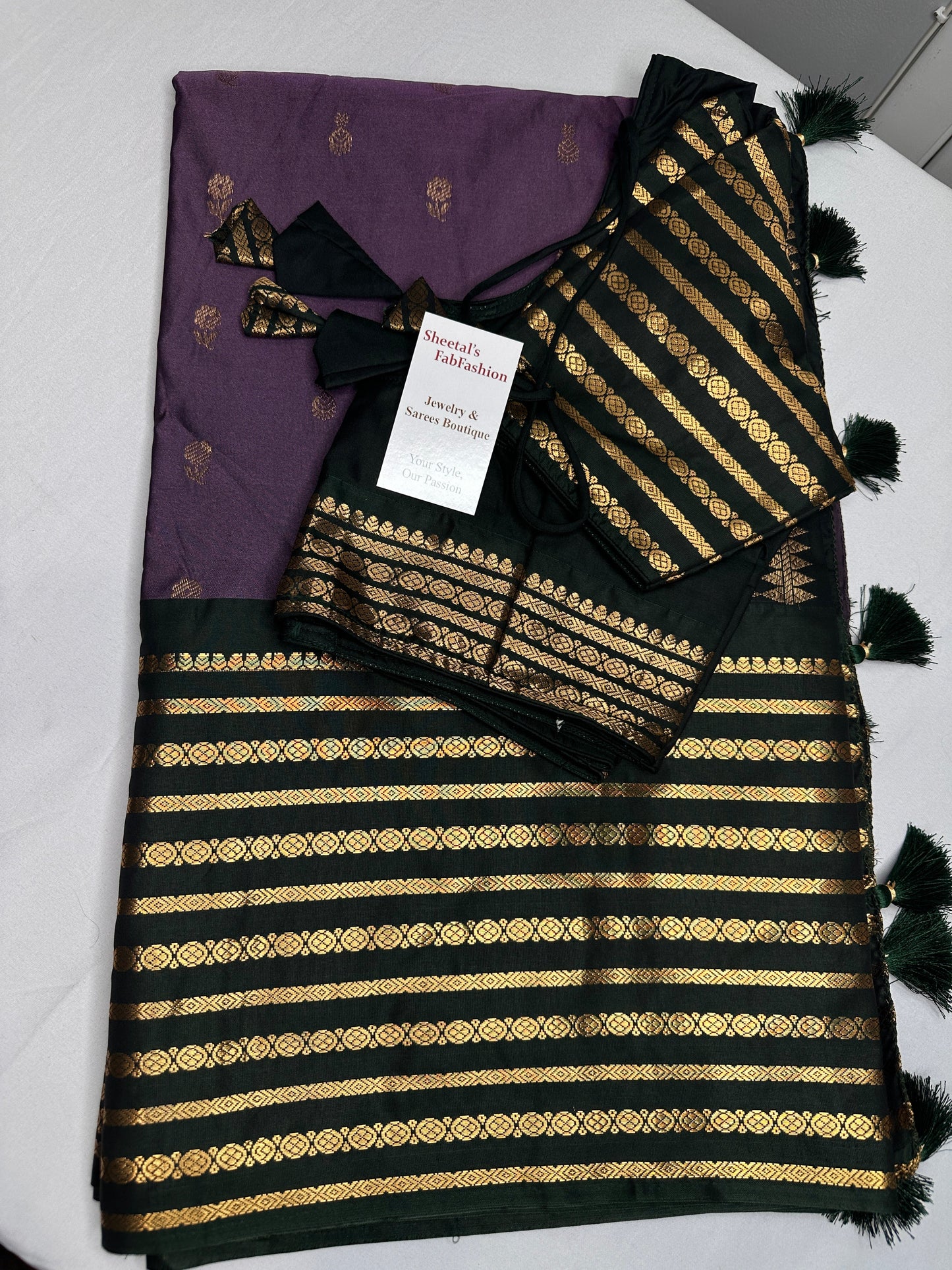 Mangalgiri Pattu Purple Green Soft Silk Saree