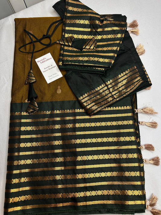 Mangalgiri Pattu Green Soft Silk Saree