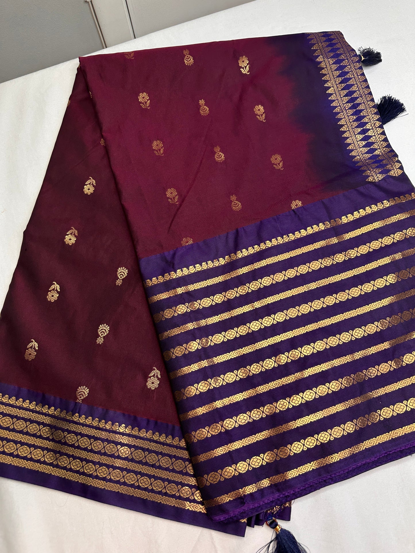 Mangalgiri Pattu Wine Purple Soft Silk Saree