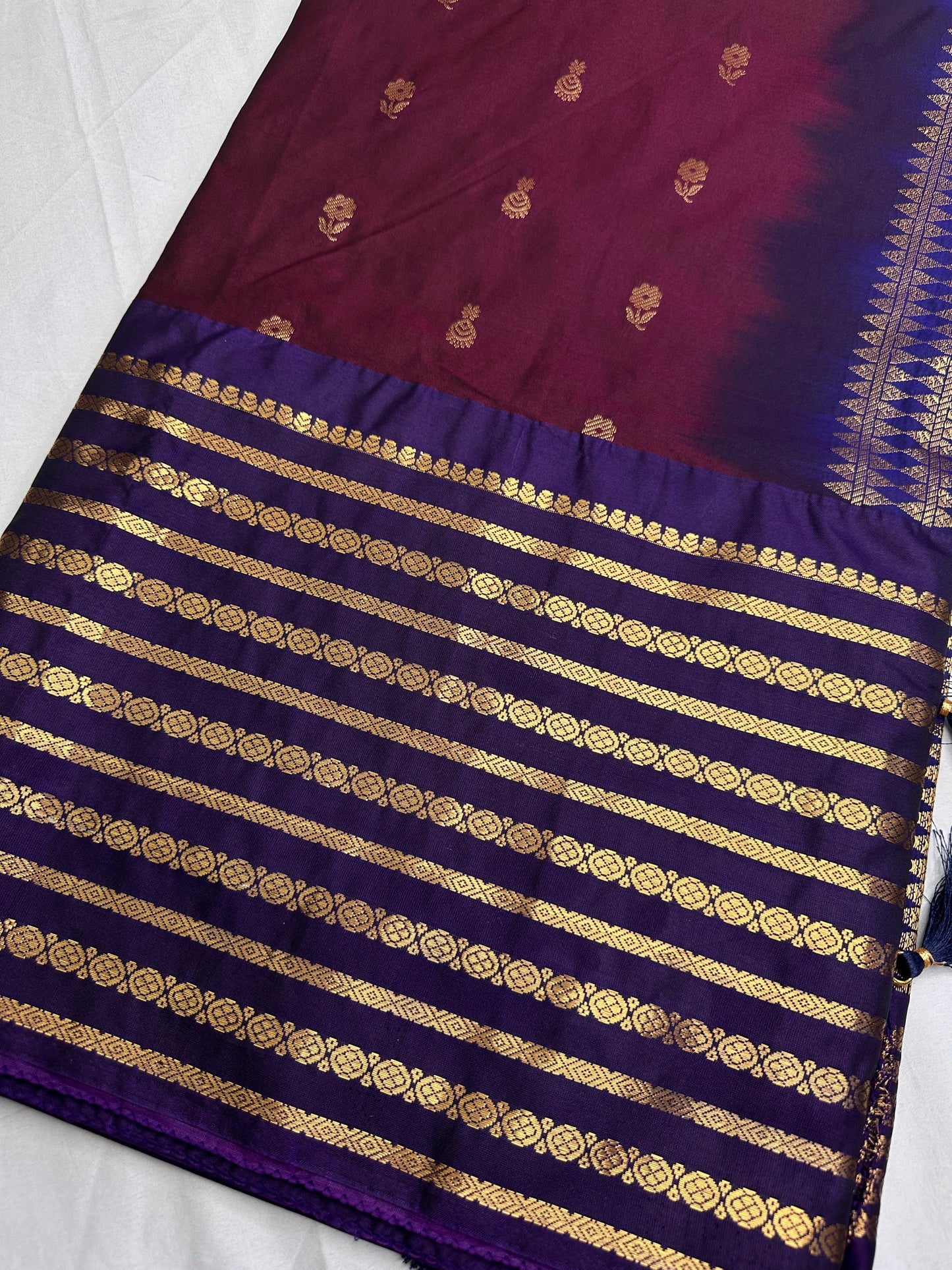 Mangalgiri Pattu Wine Purple Soft Silk Saree