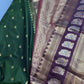 Mangalgiri Pattu Elephant Peacock Border Green Silk Saree
