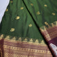 Mangalgiri Pattu Elephant Peacock Border Green Silk Saree
