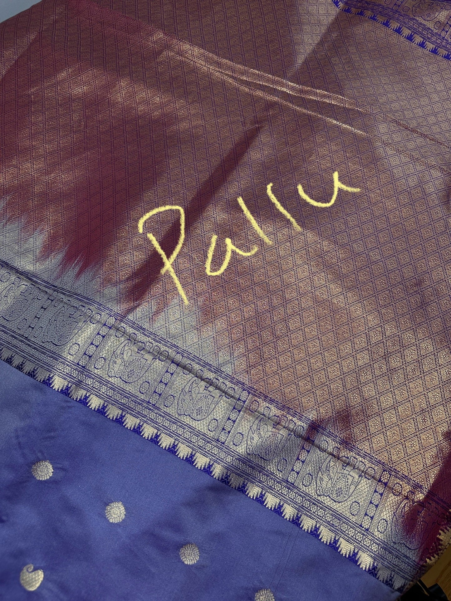 Mangalgiri Pattu Elephant Peacock Border LavenderSilk Saree