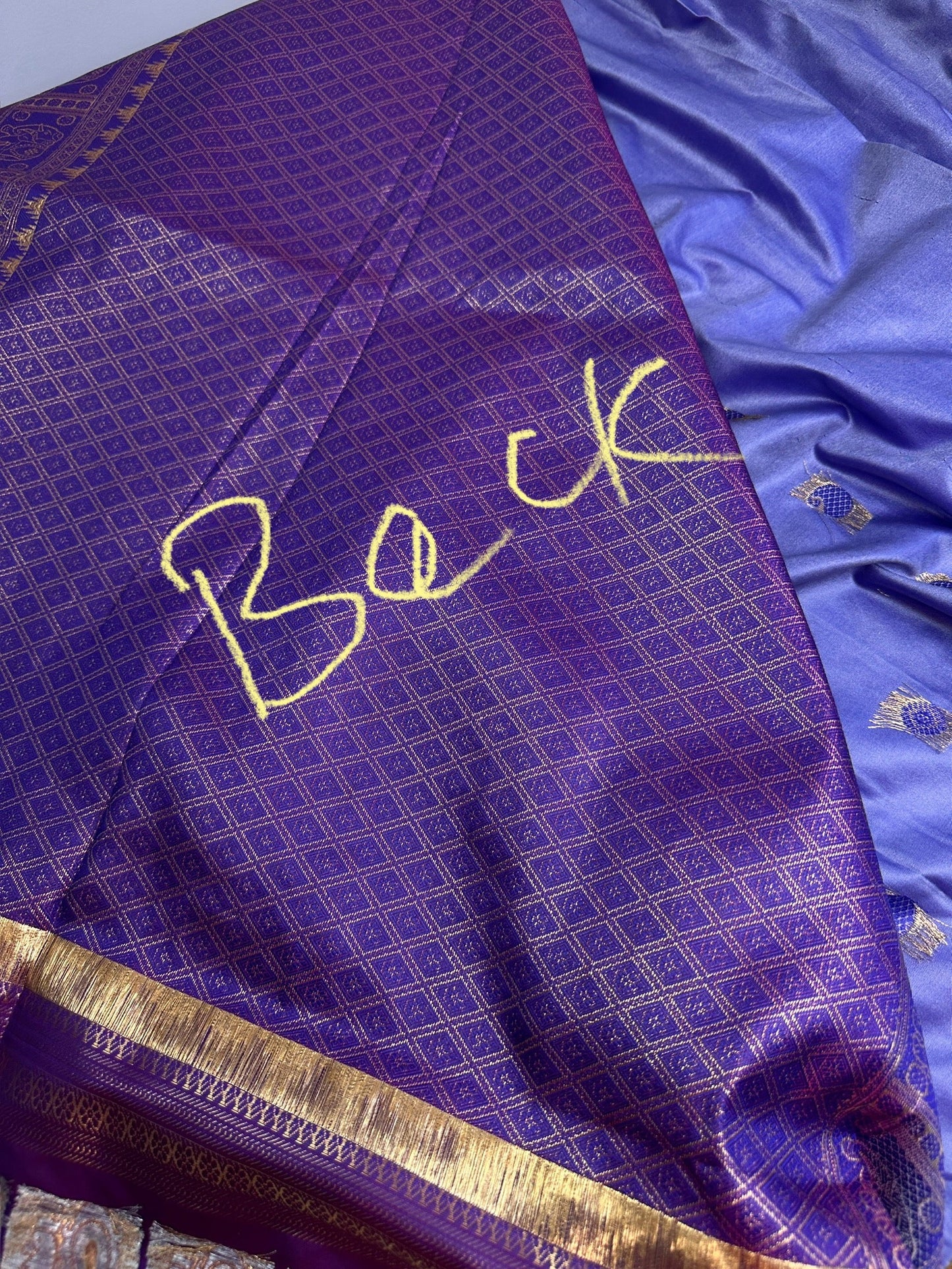 Mangalgiri Pattu Elephant Peacock Border LavenderSilk Saree