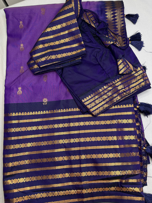 Mangalgiri Pattu Purple Soft Silk Saree