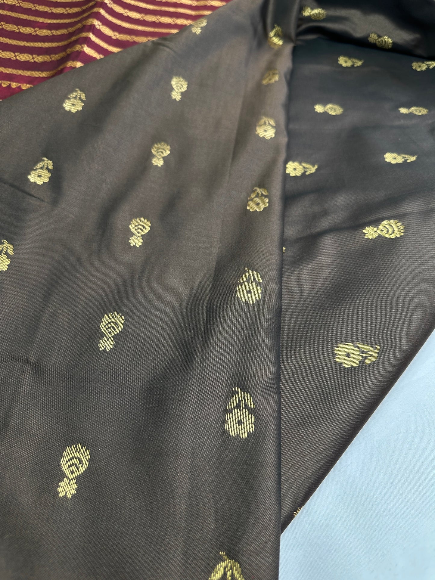 Mangalgiri Pattu Brown Maroon Soft Silk Saree