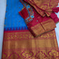 Gadwal Pattu Blue Pink Soft Silk Saree