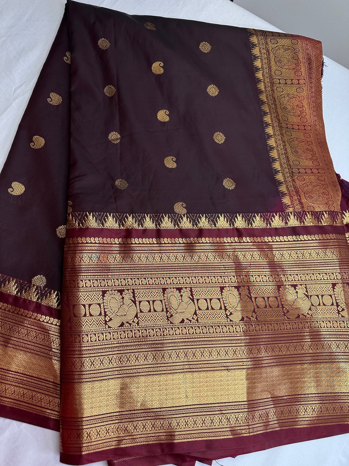 Mangalgiri Pattu Plum Red Silk Saree