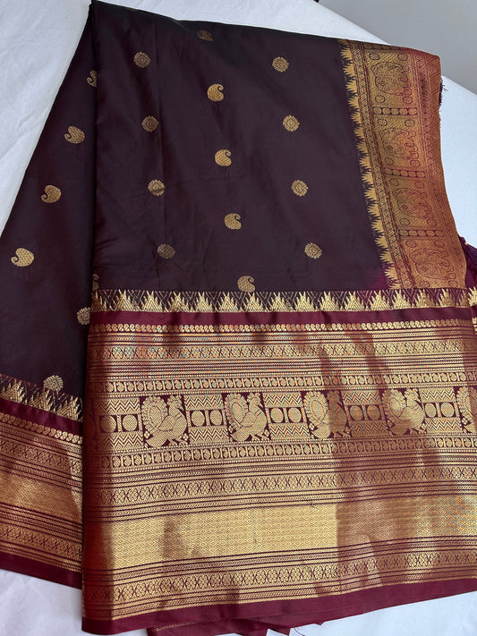 Mangalgiri Pattu Plum Red Silk Saree