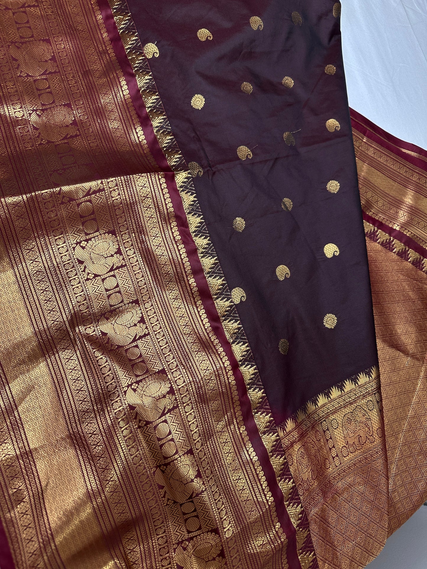 Mangalgiri Pattu Plum Red Silk Saree