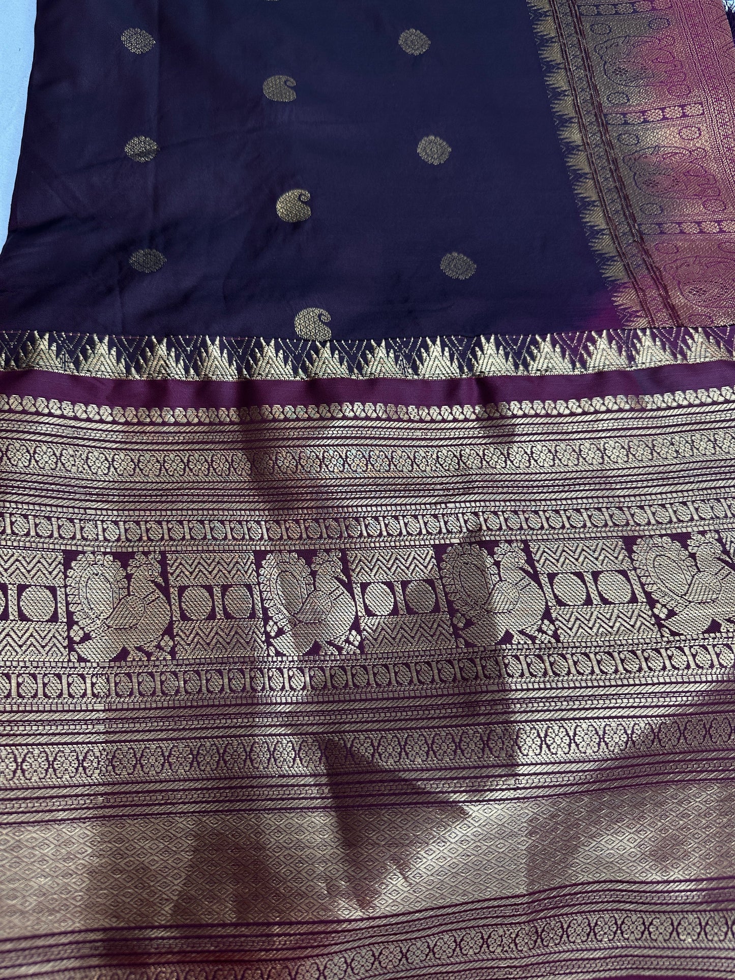 Mangalgiri Pattu Plum Red Silk Saree