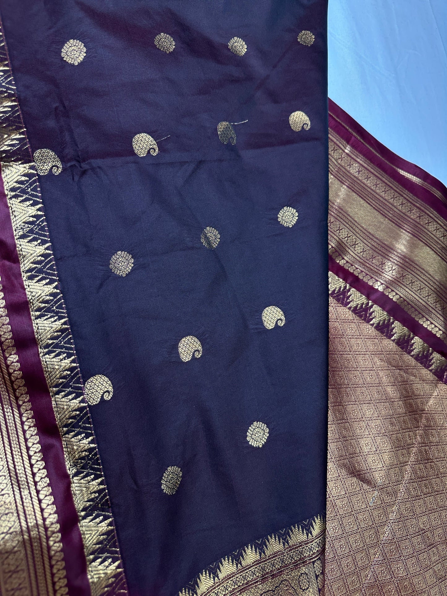 Mangalgiri Pattu Plum Red Silk Saree