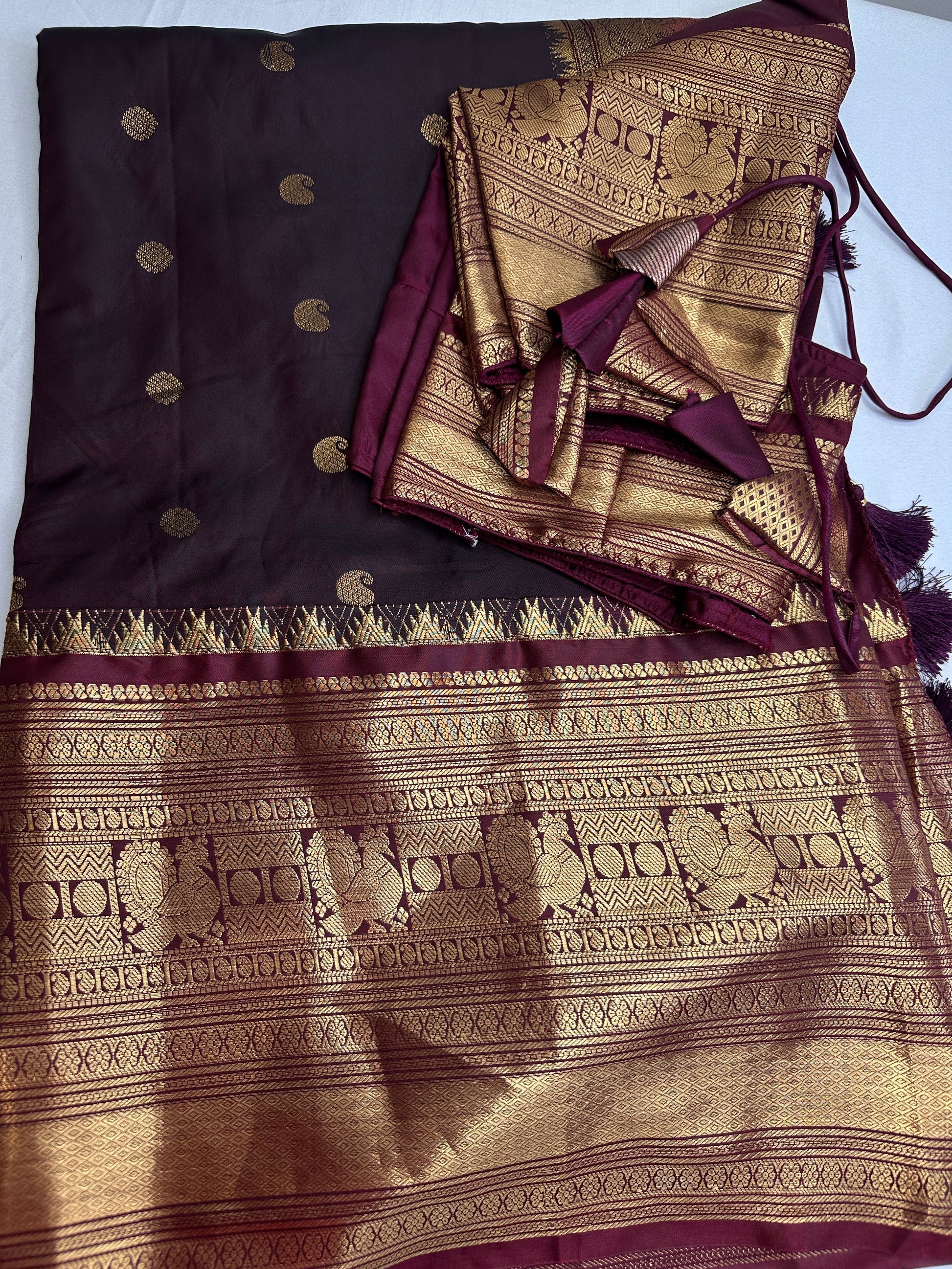 Mangalgiri Pattu Plum Red Silk Saree