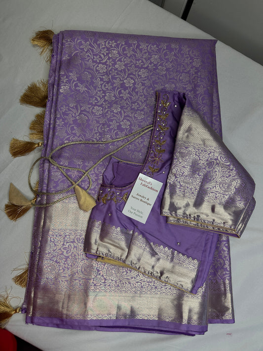 Kanchi Pattu Lavender Light Weight Soft Semi Silk Saree
