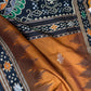 Patola Brown Black Silk Saree