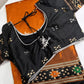 Patola Brown Black Silk Saree
