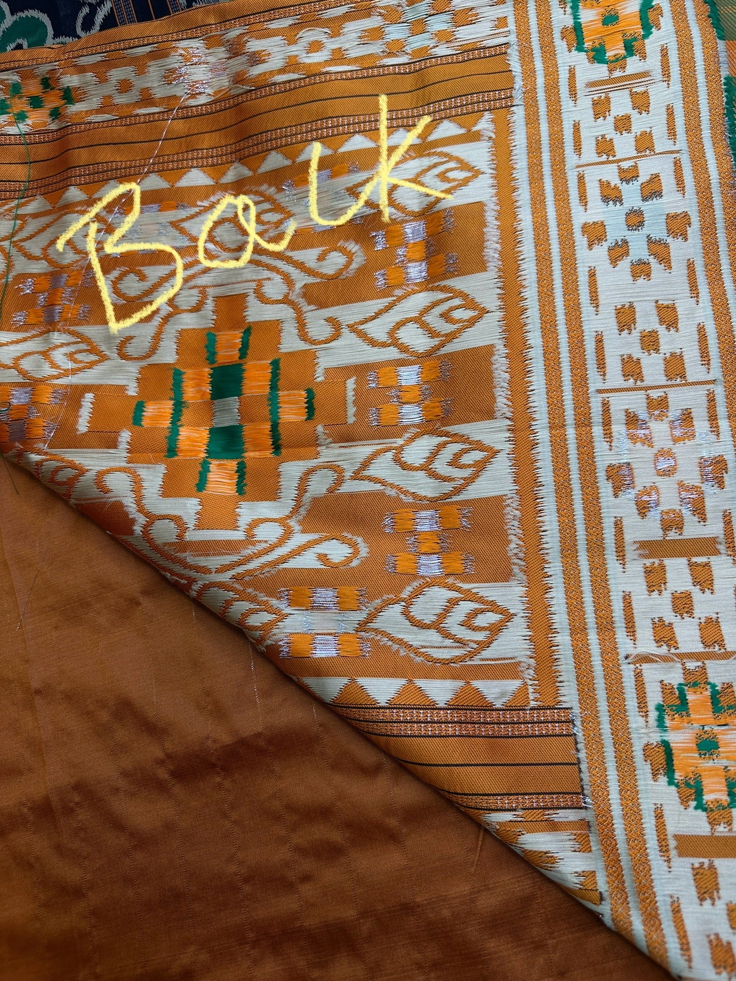 Patola Brown Black Silk Saree