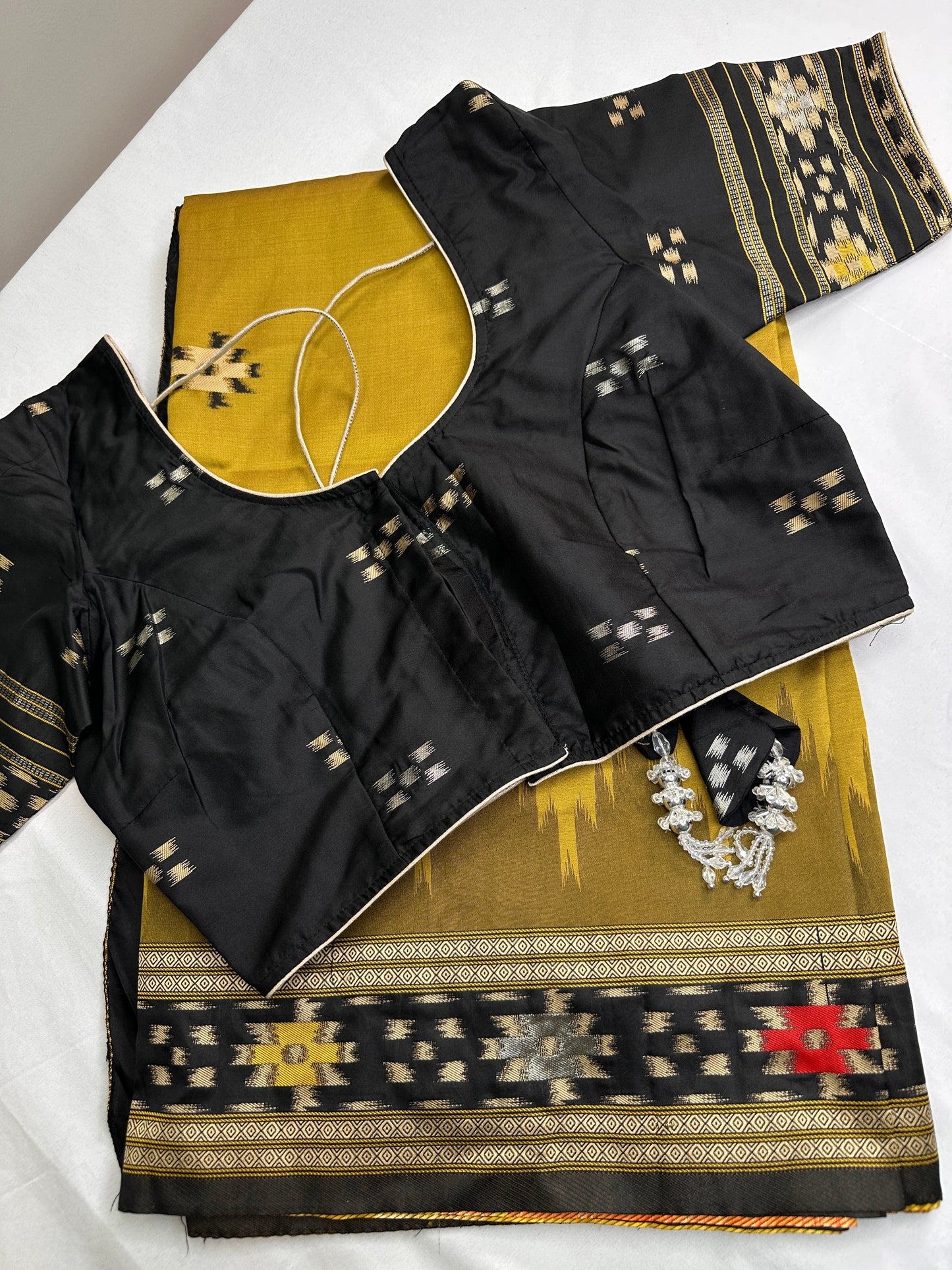 Patola Green Black Silk Saree