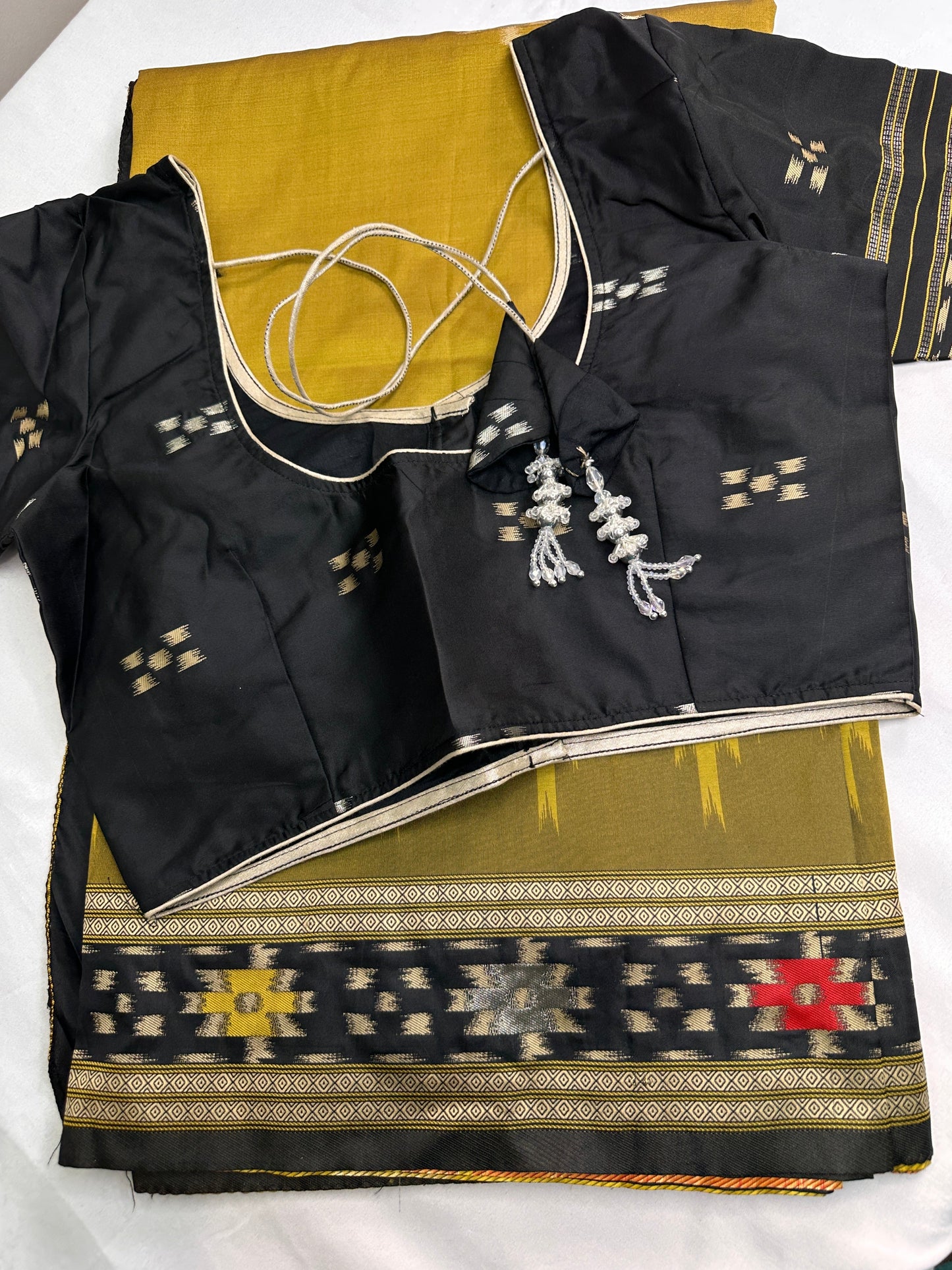 Patola Green Black Silk Saree