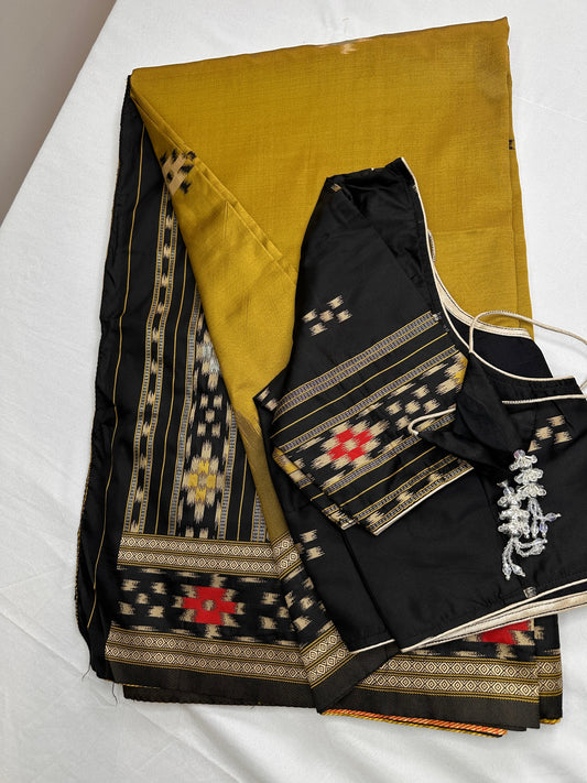 Patola Green Black Silk Saree