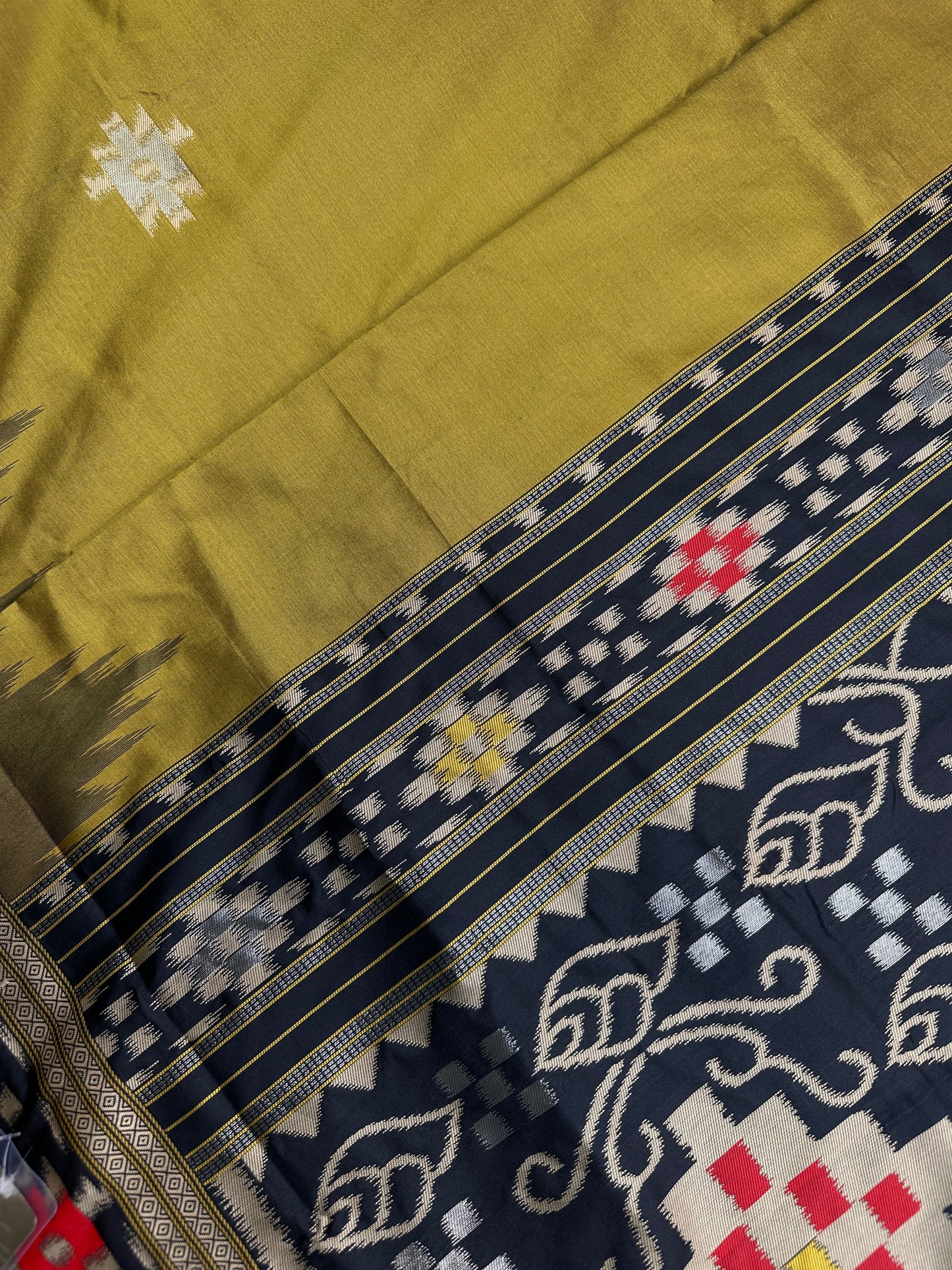 Patola Green Black Silk Saree