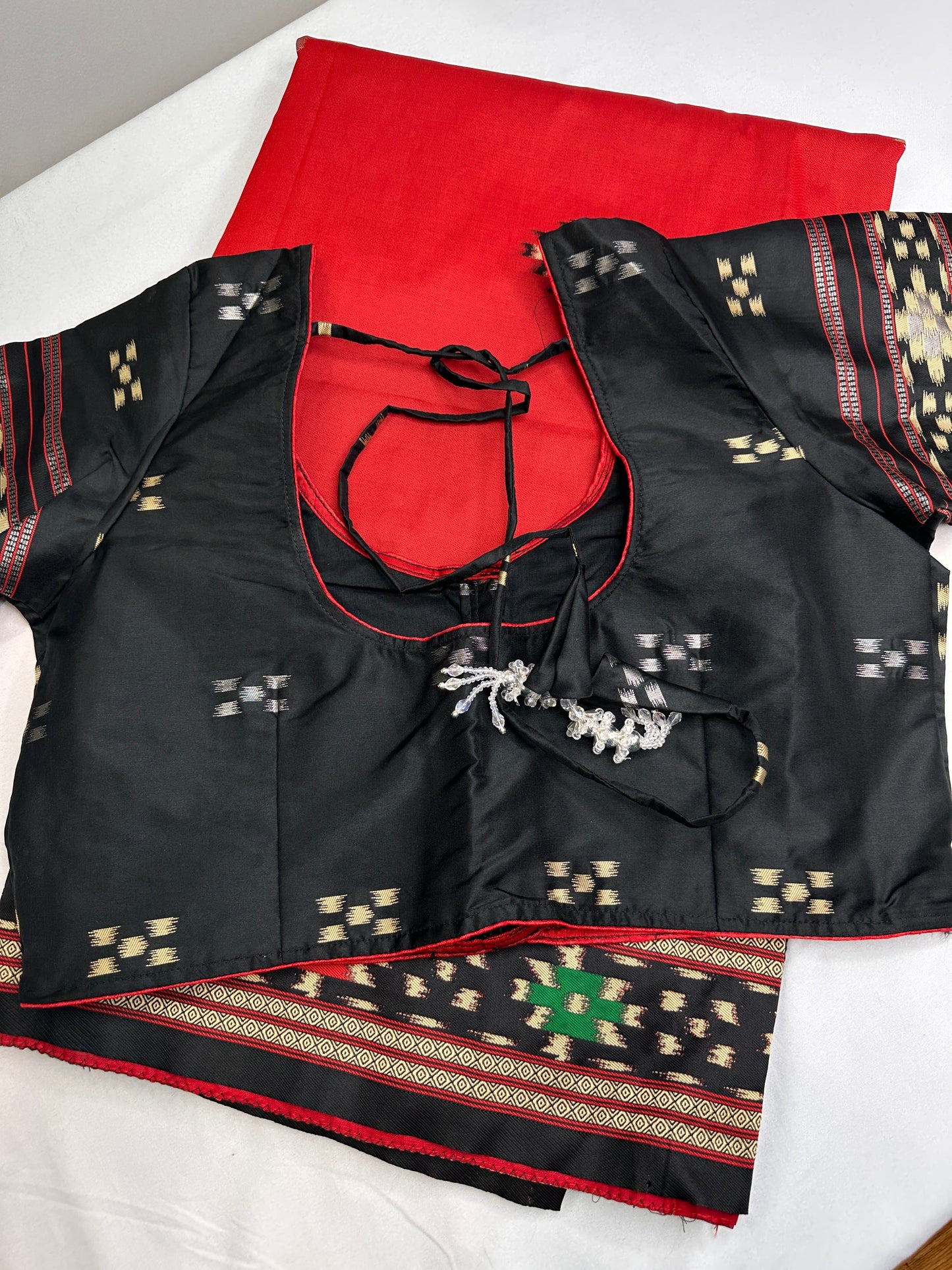 Patola Red Black Silk Saree