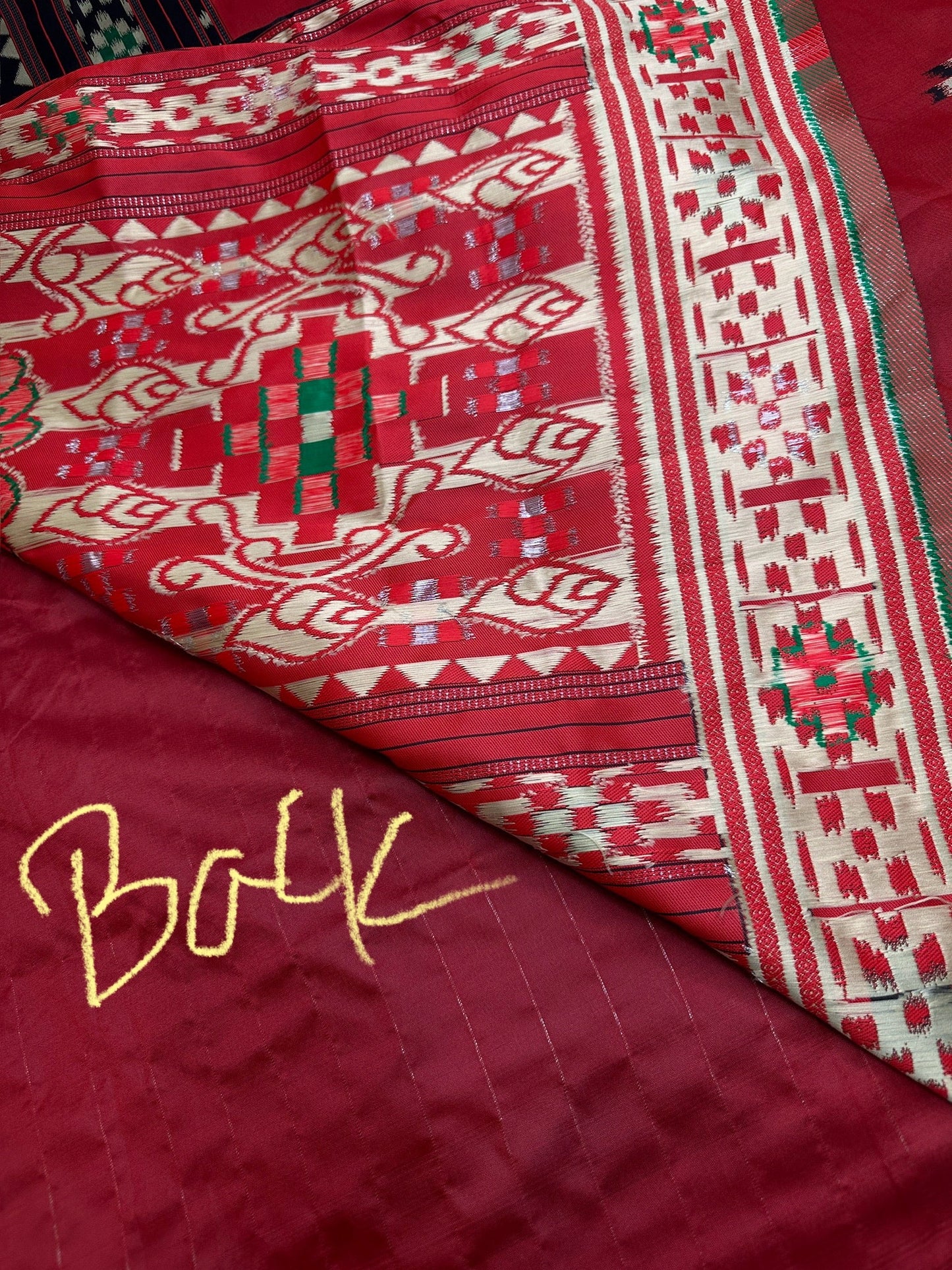Patola Red Black Silk Saree