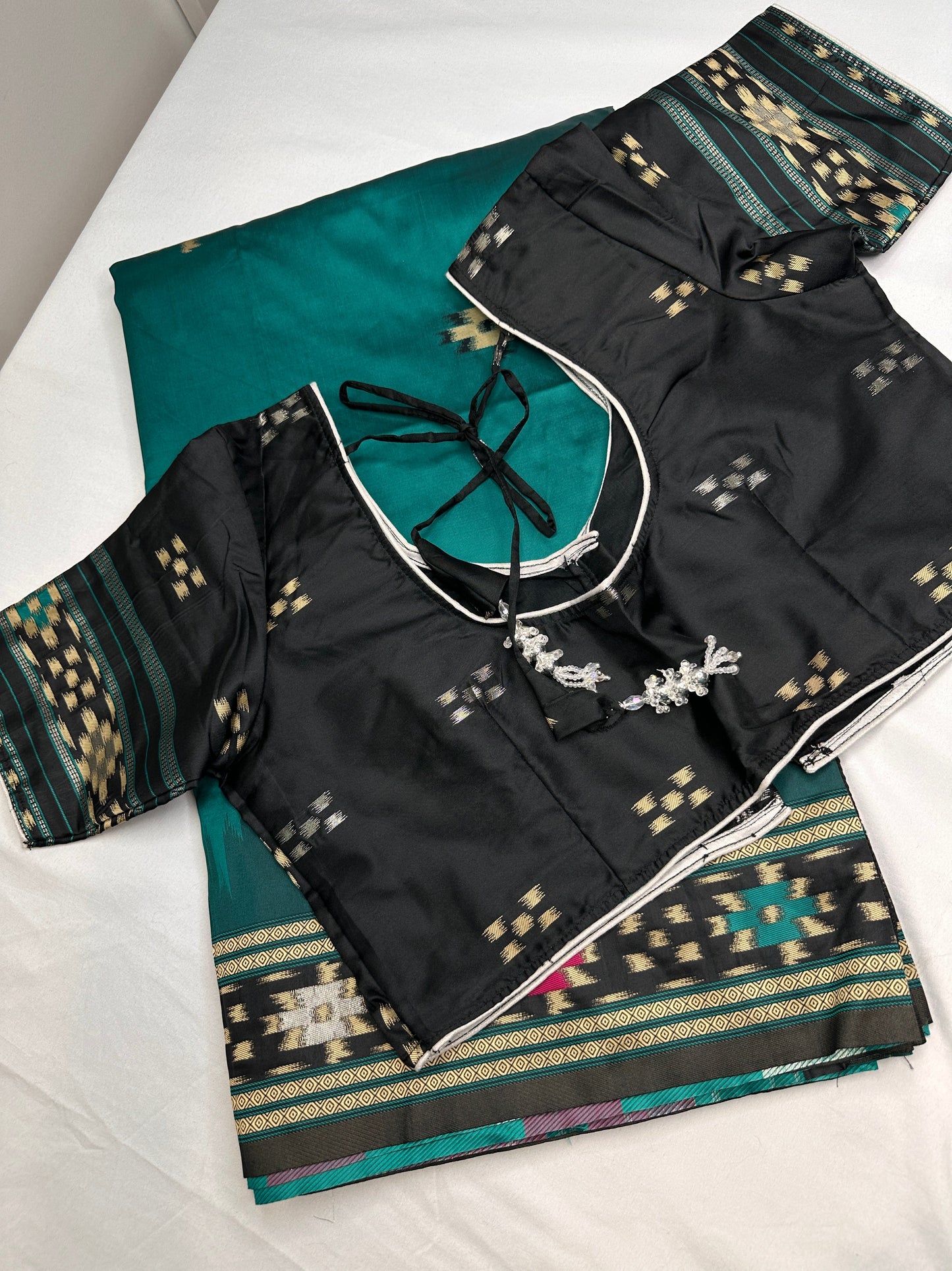 Patola Green Black Silk Saree