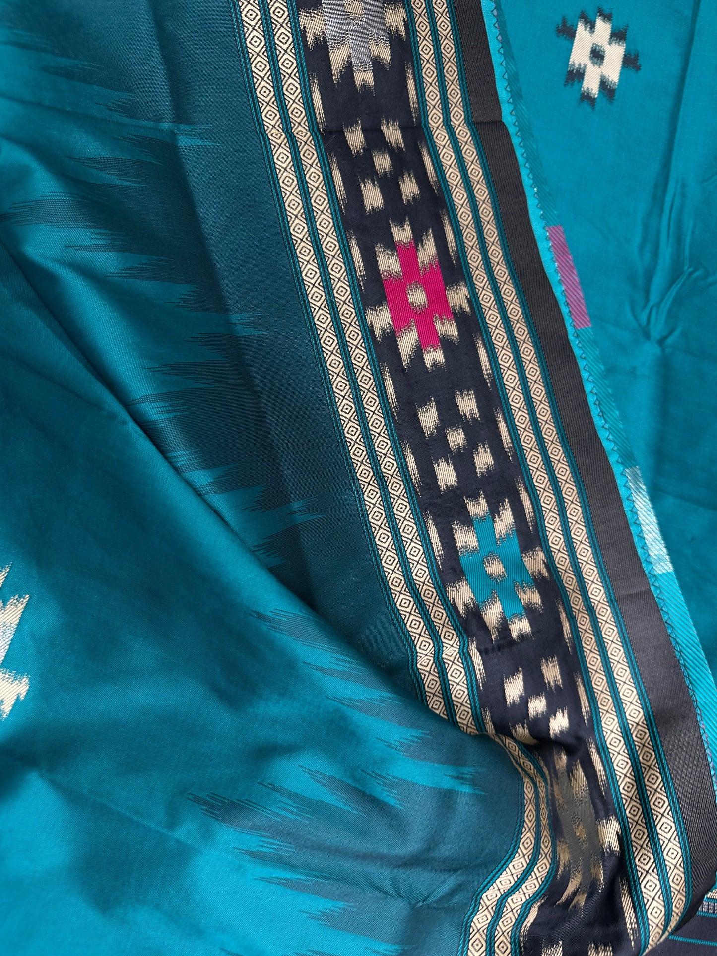 Patola Green Black Silk Saree
