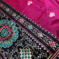 Patola Pink Black Silk Saree