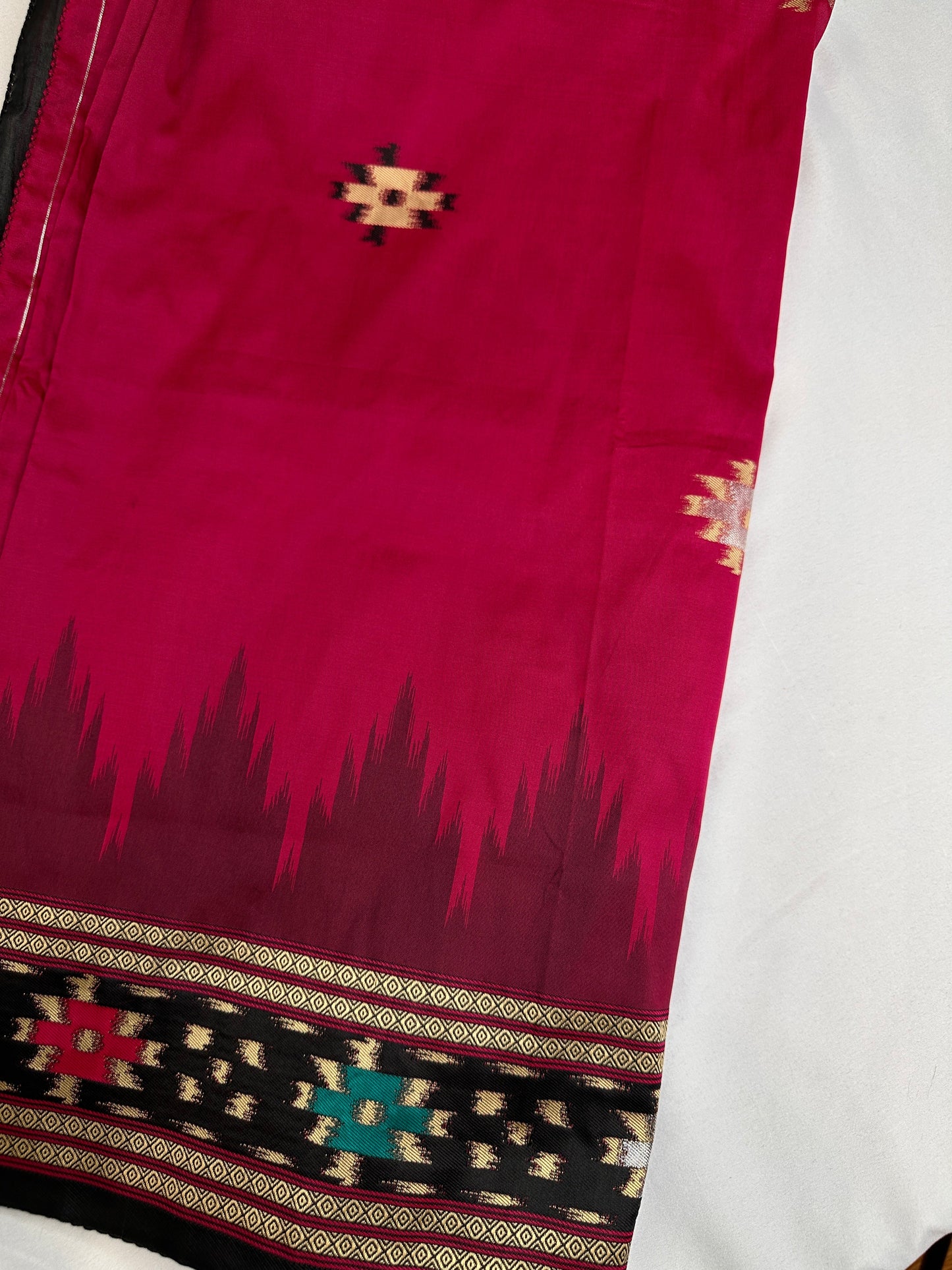 Patola Pink Black Silk Saree
