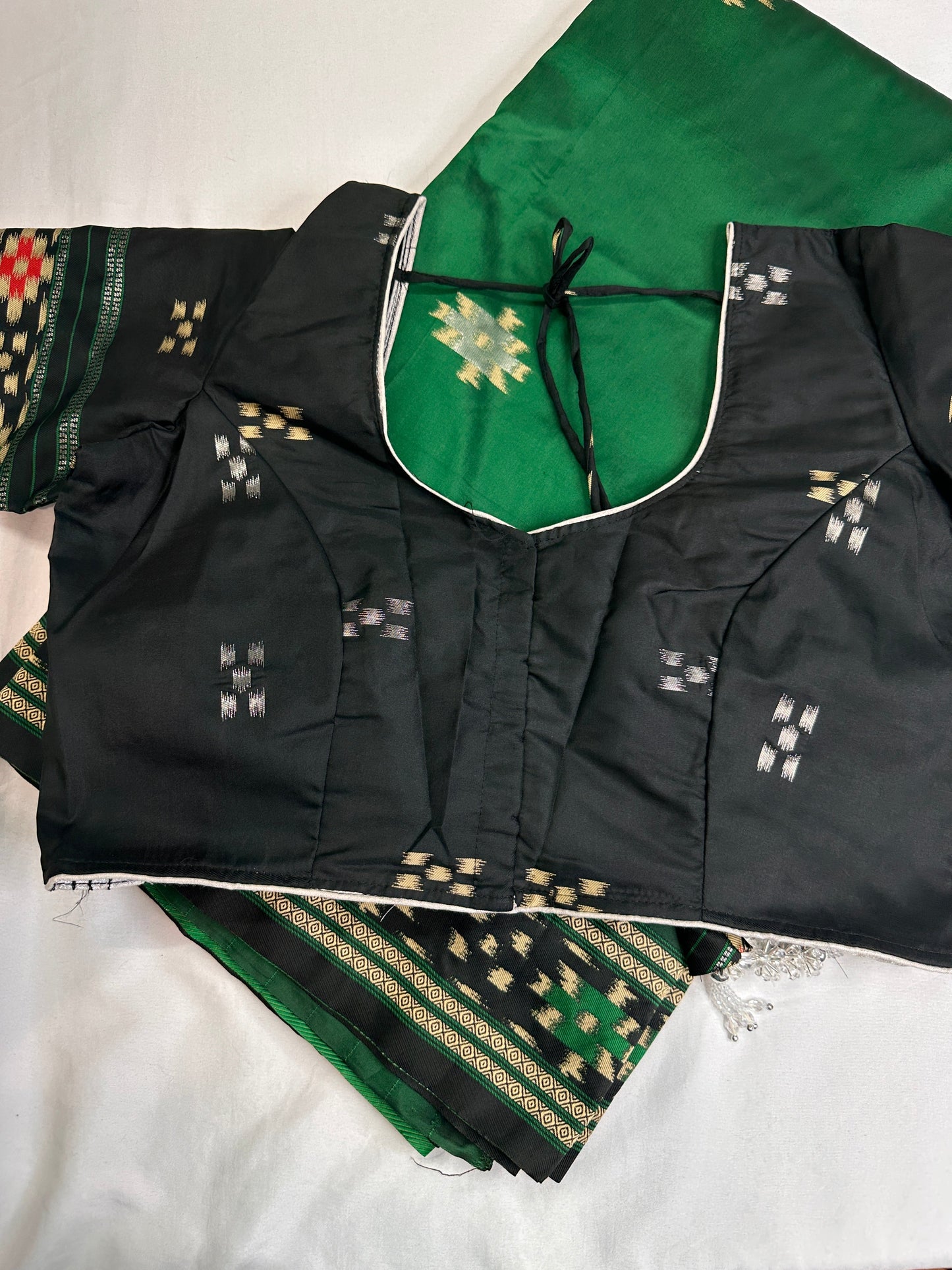 Patola Green Black Silk Saree