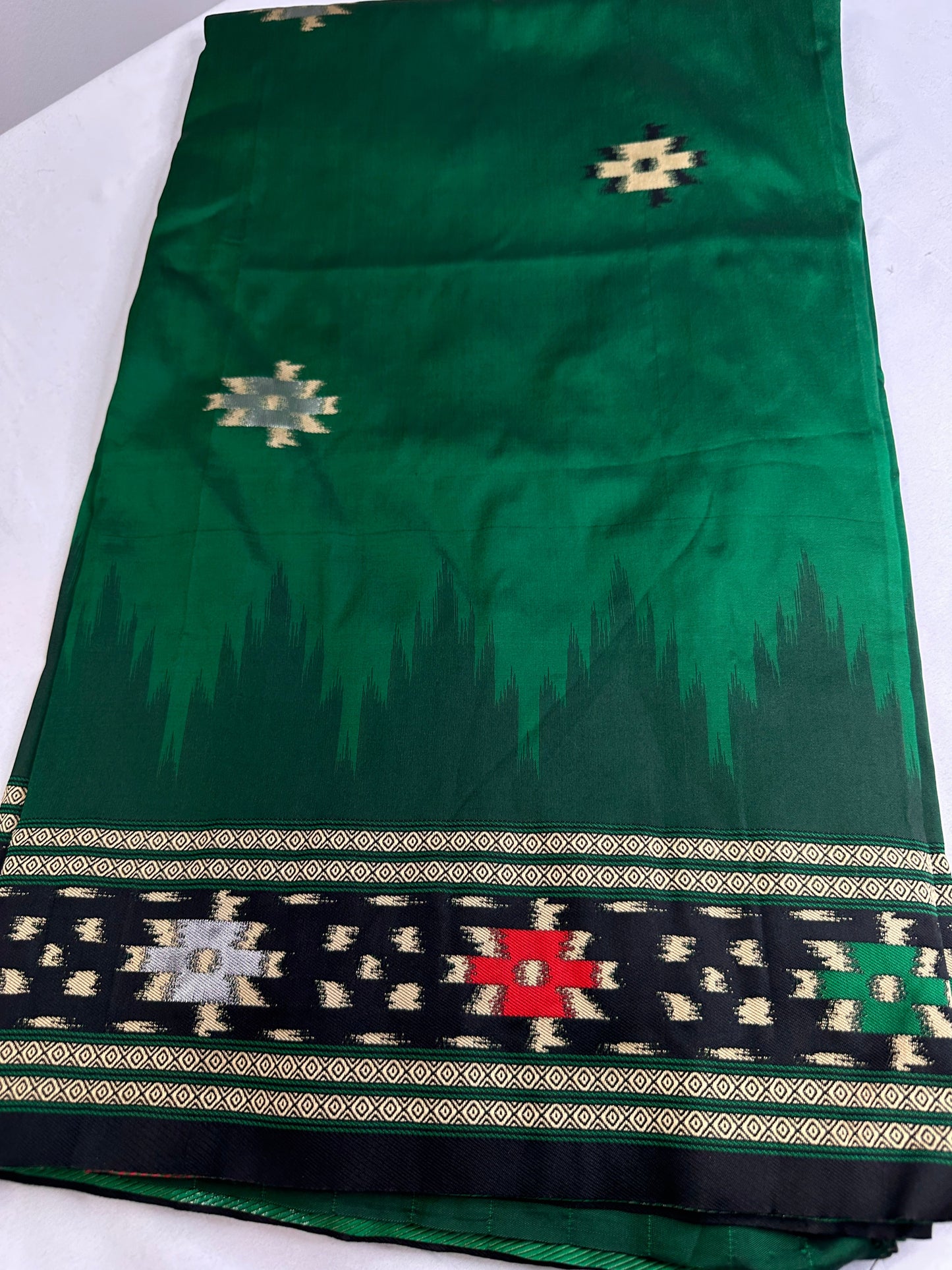 Patola Green Black Silk Saree