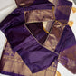 Gadwal Semi Silk Cream Purple Checks Saree