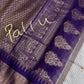 Gadwal Semi Silk Cream Purple Checks Saree