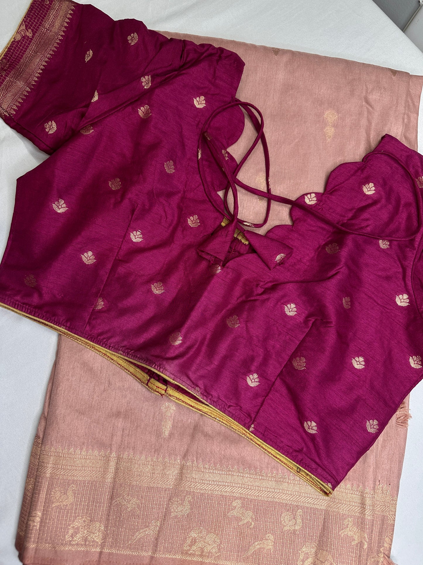 Raw Mango Silk Dusty Pink Light Weight Saree