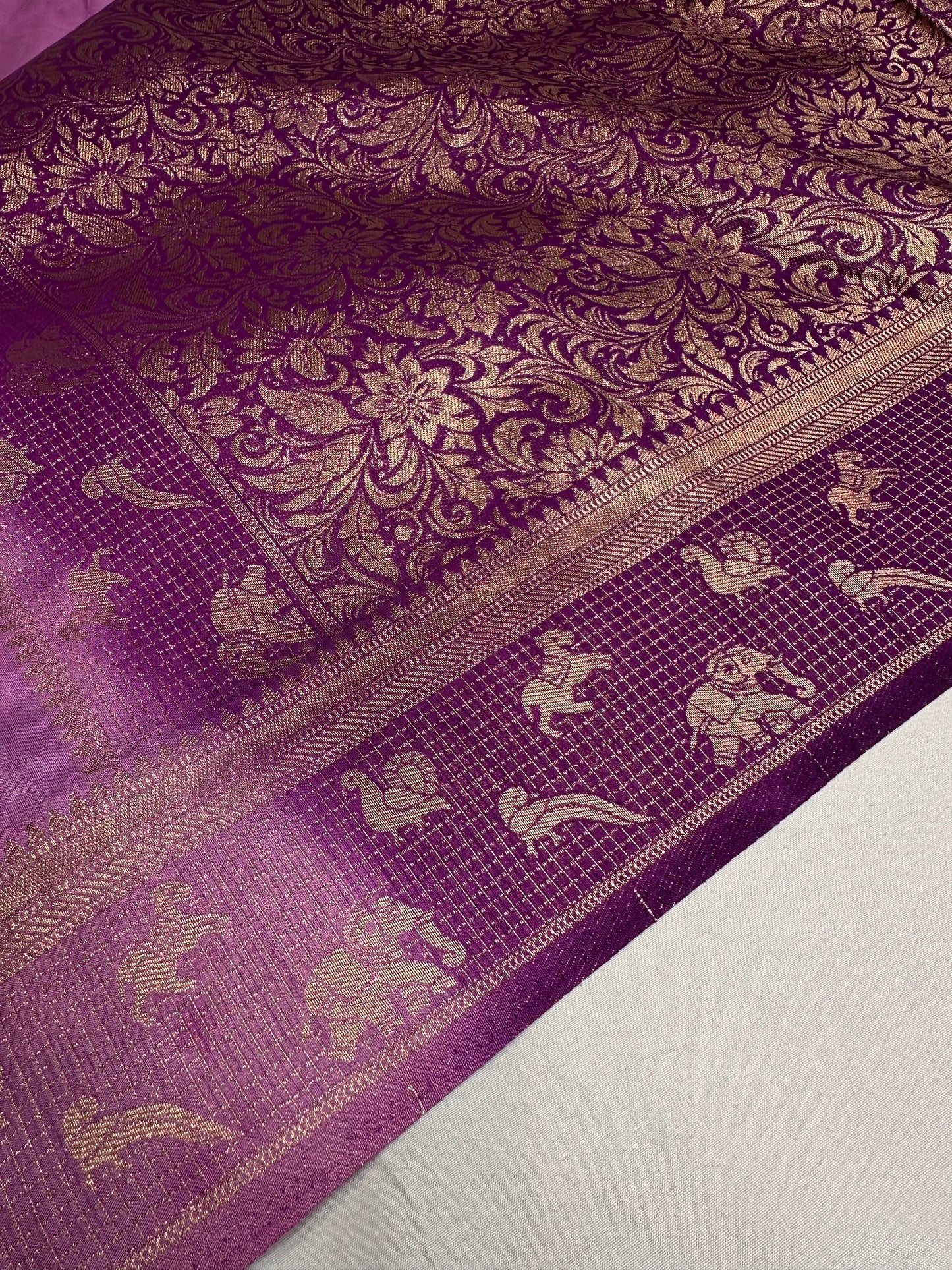 Raw Mango Silk Lavender Purple Light Weight Saree