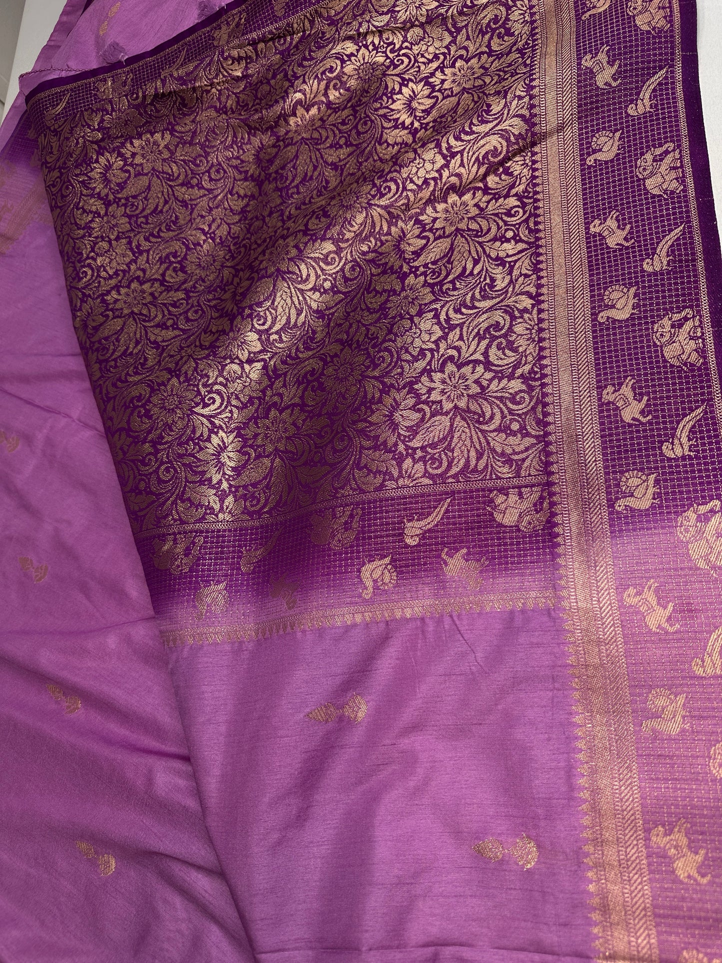 Raw Mango Silk Lavender Purple Light Weight Saree