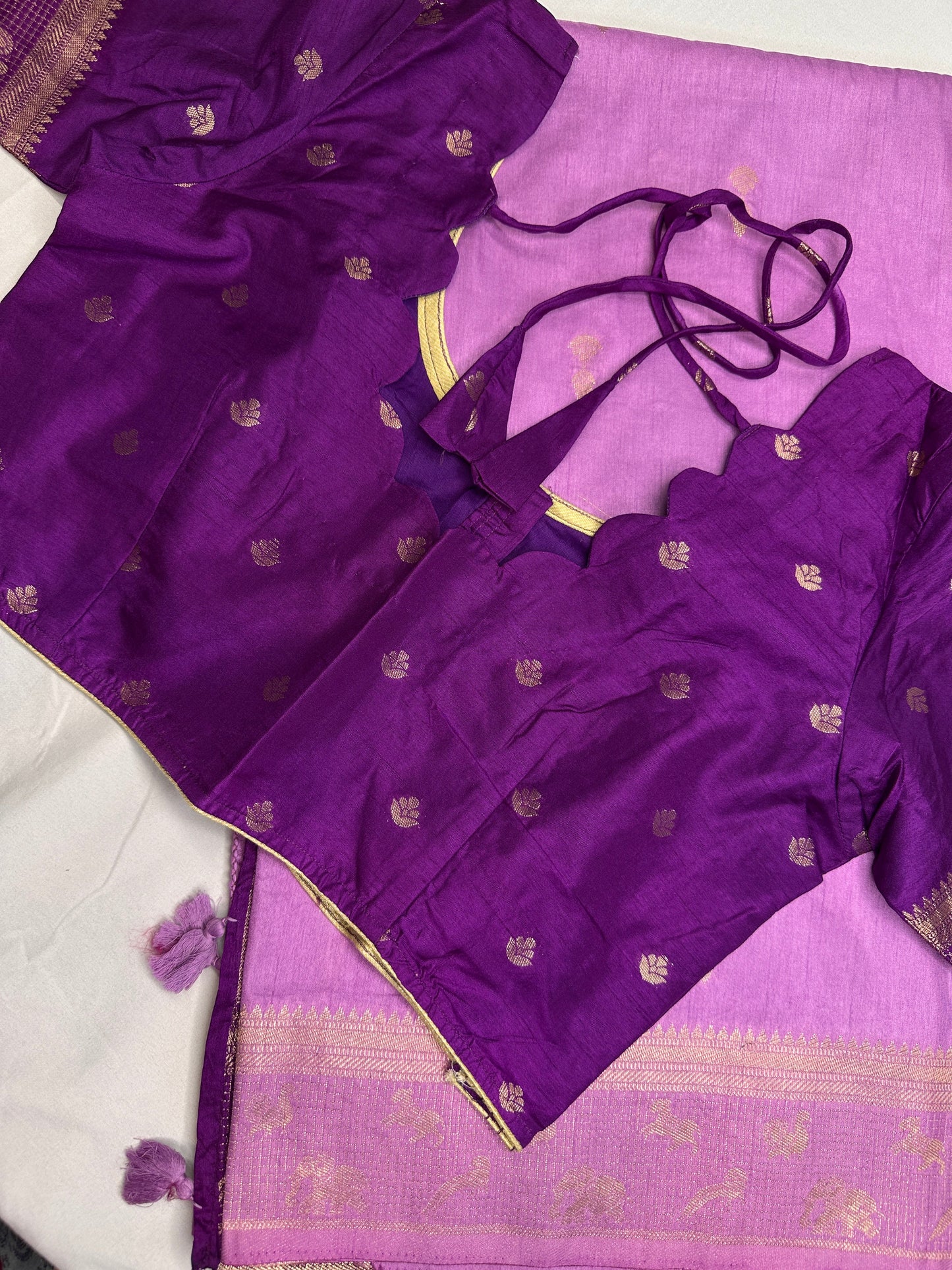 Raw Mango Silk Lavender Purple Light Weight Saree
